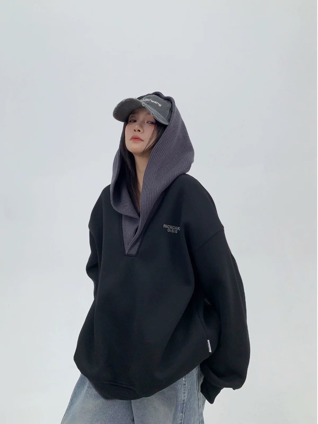 V領連帽衛衣oversize加絨