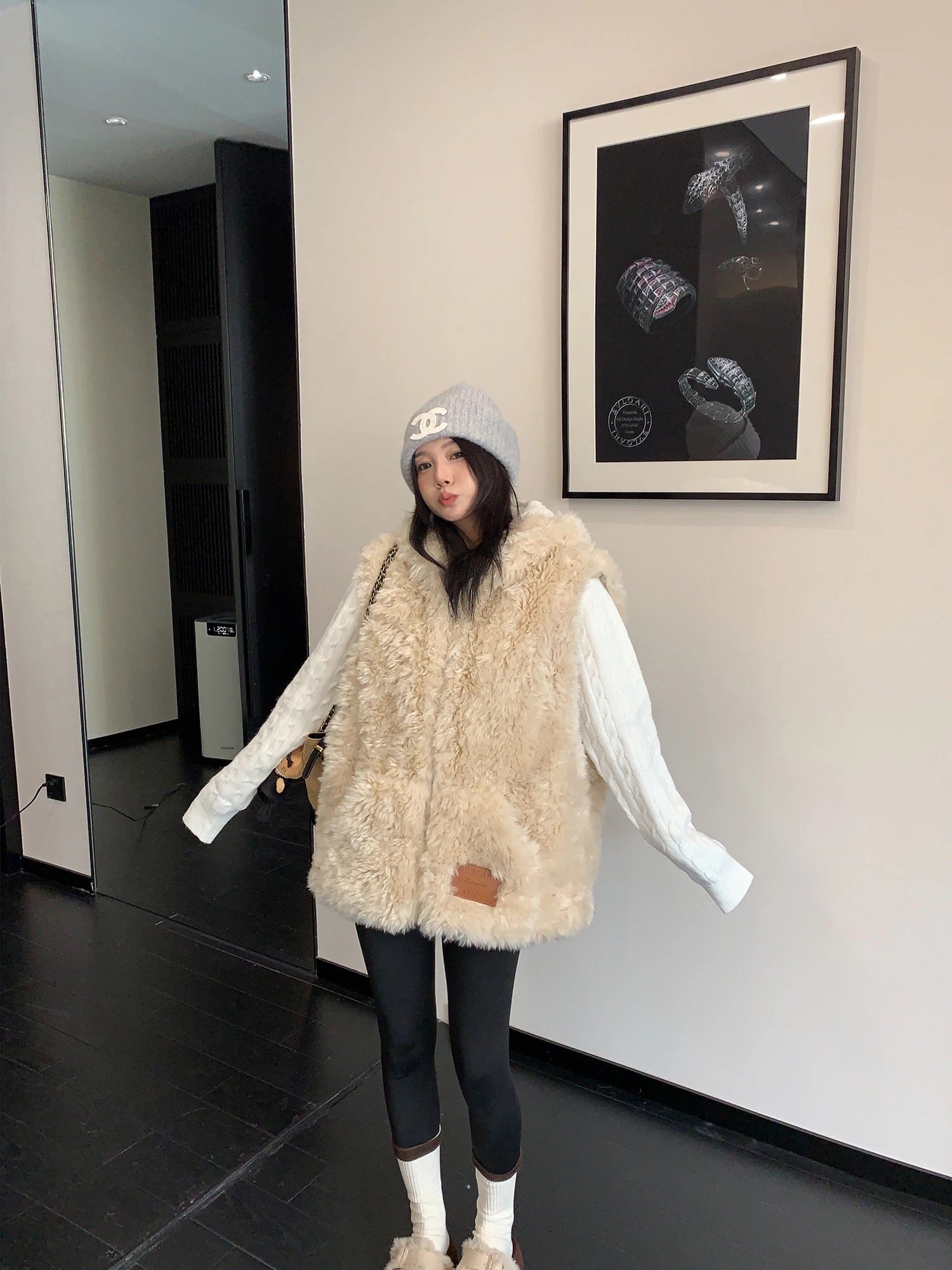 軟糯毛毛絨感背心外套