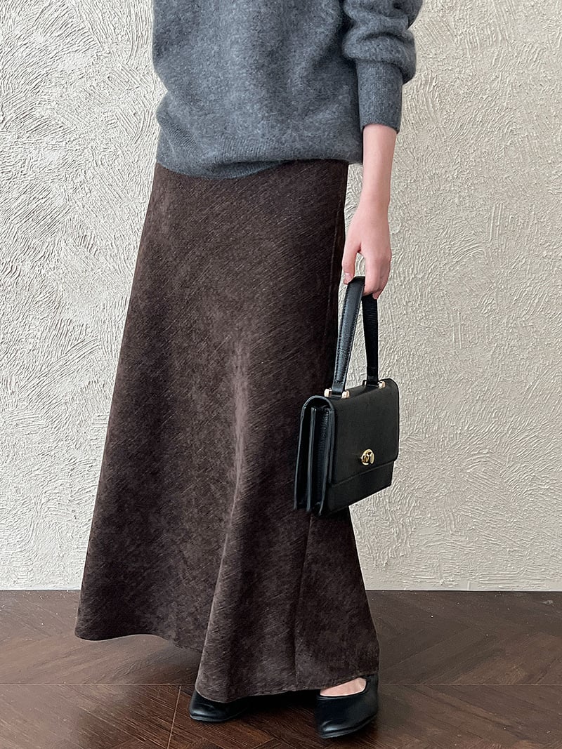 復古法蘭絨斜紋Ａ字魚尾裙