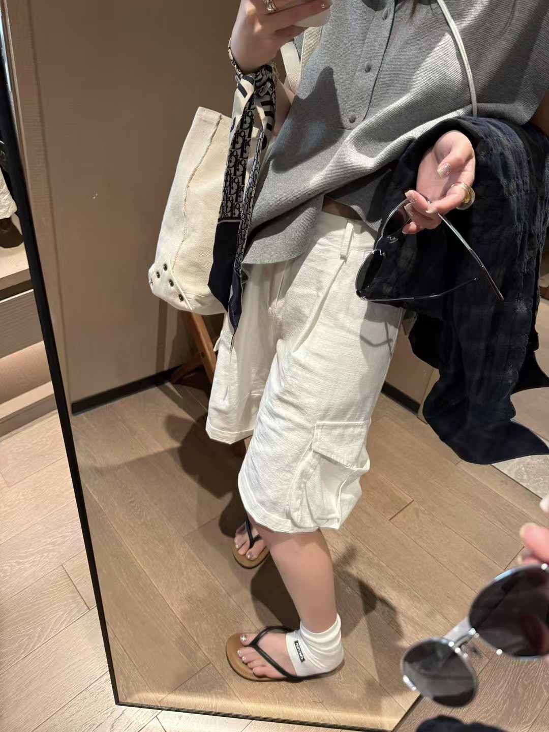 苧麻透氣個性口袋工裝中褲