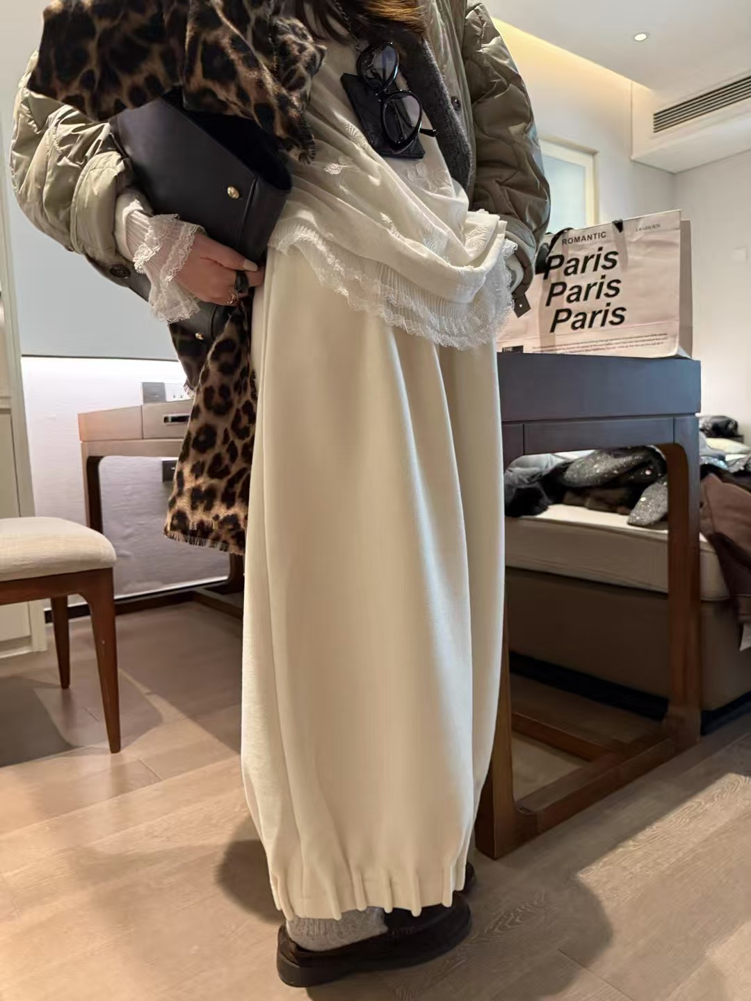 籠褲羊毛花苞加絨長褲