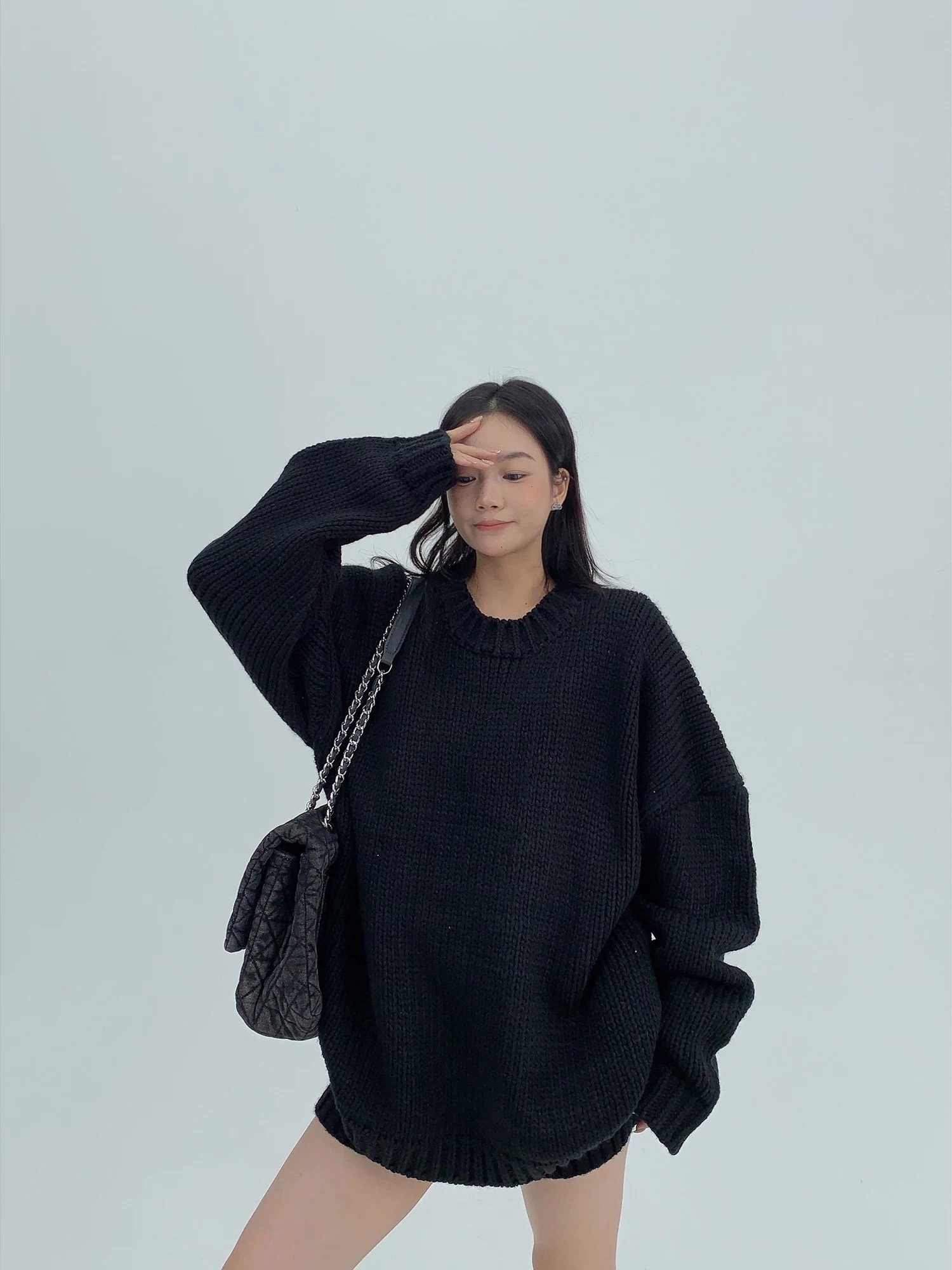 重磅粗針圓領毛衣