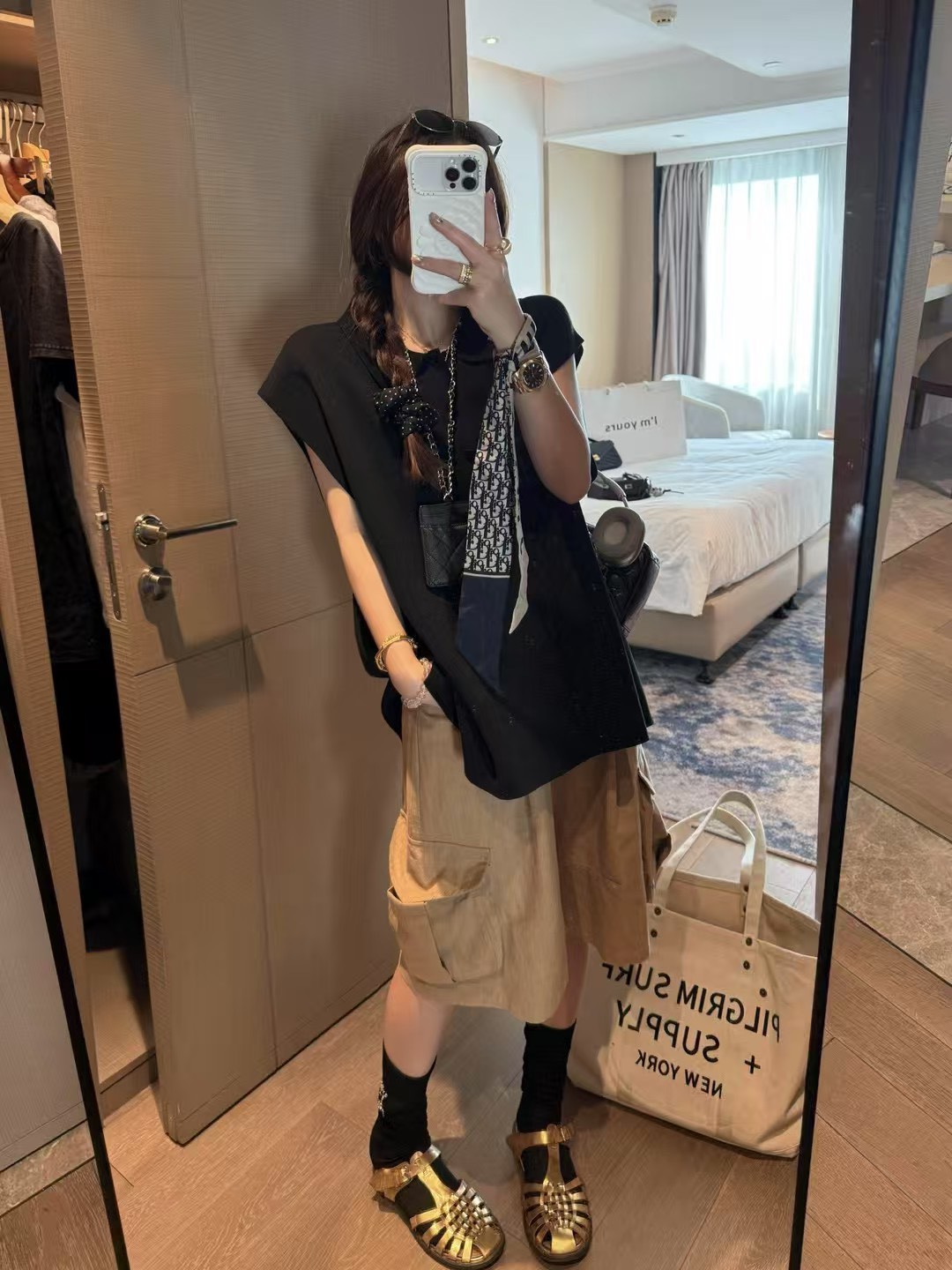 全棉紗POLO領愛心扣寬鬆上衣