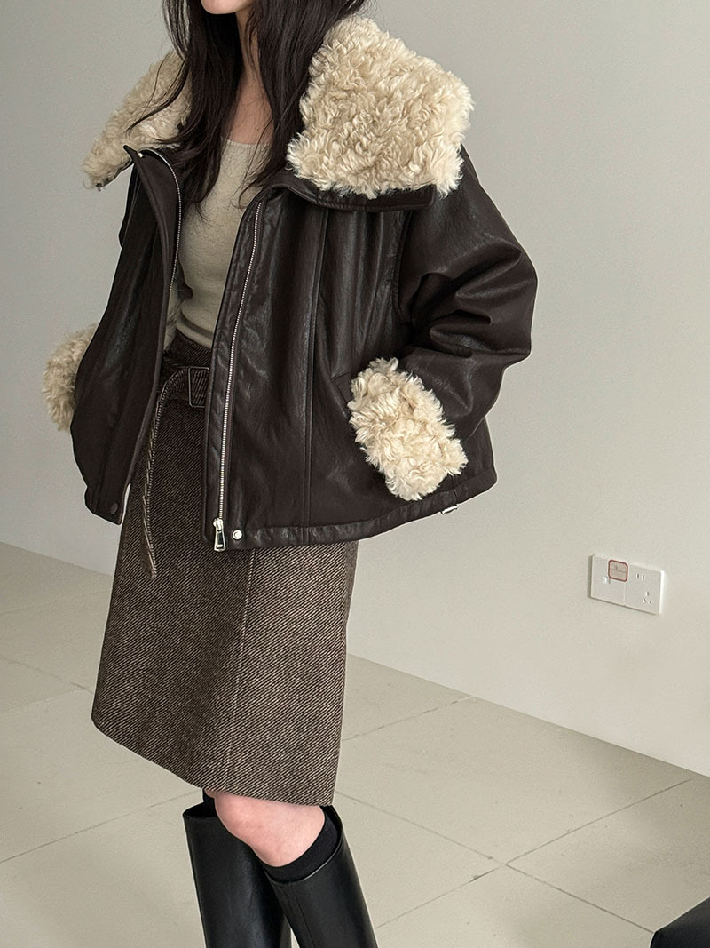 高腰毛呢腰帶寬鬆短裙