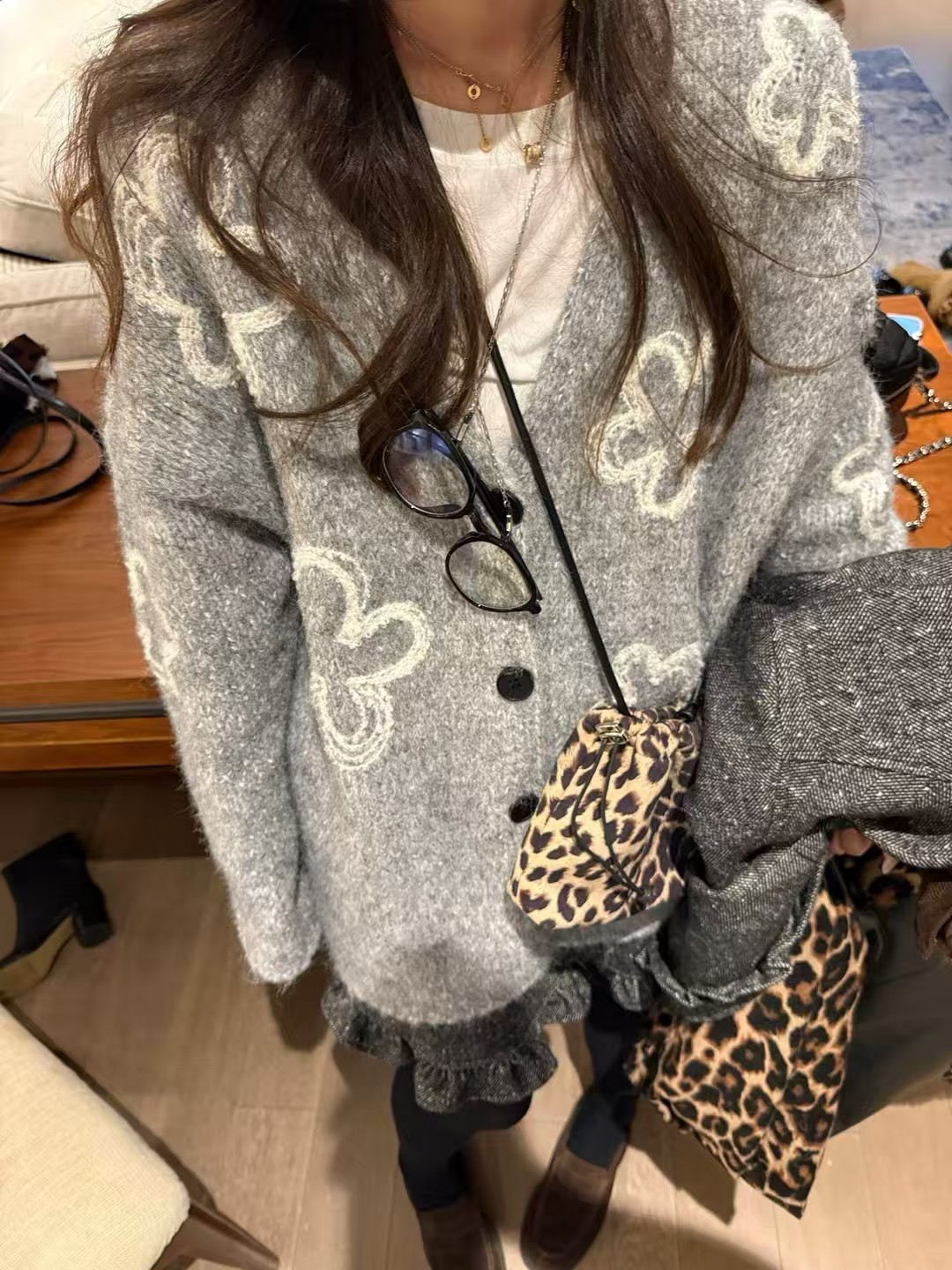 花朵刺繡針織外套厚款