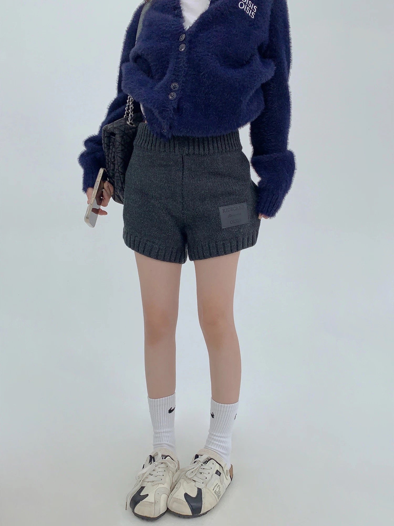 復古加厚針織短褲