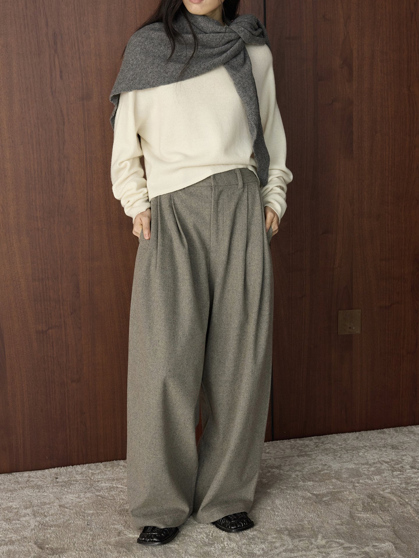 立體休閒高腰長褲