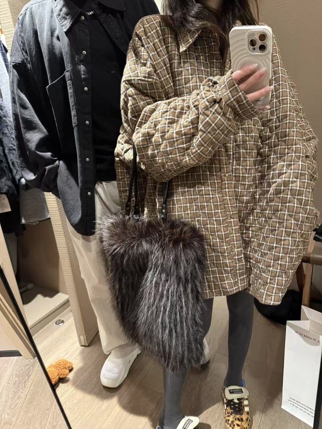 夾棉格子萊賽爾衫棉襯衣外套