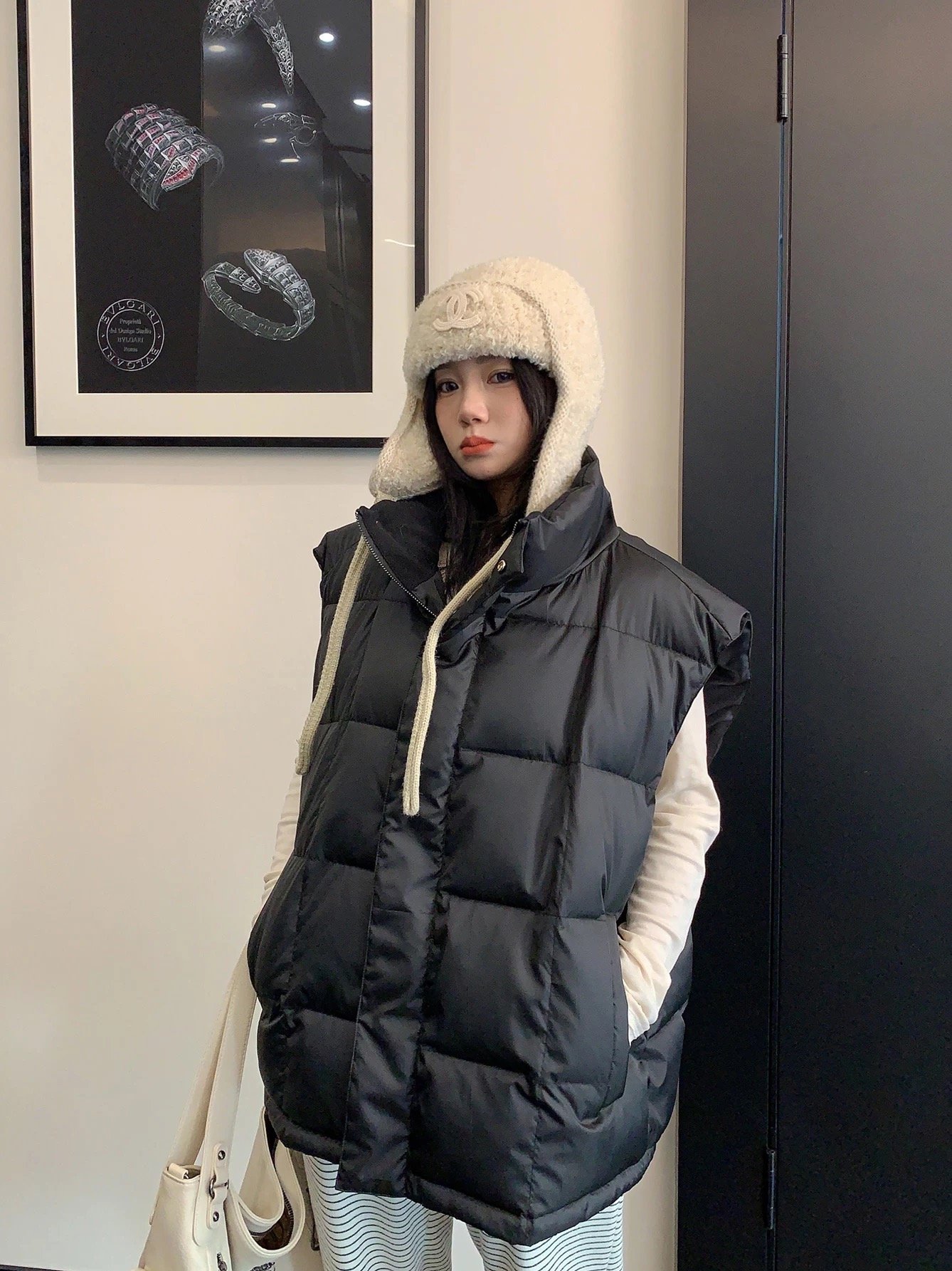 豆腐塊加厚背心外套