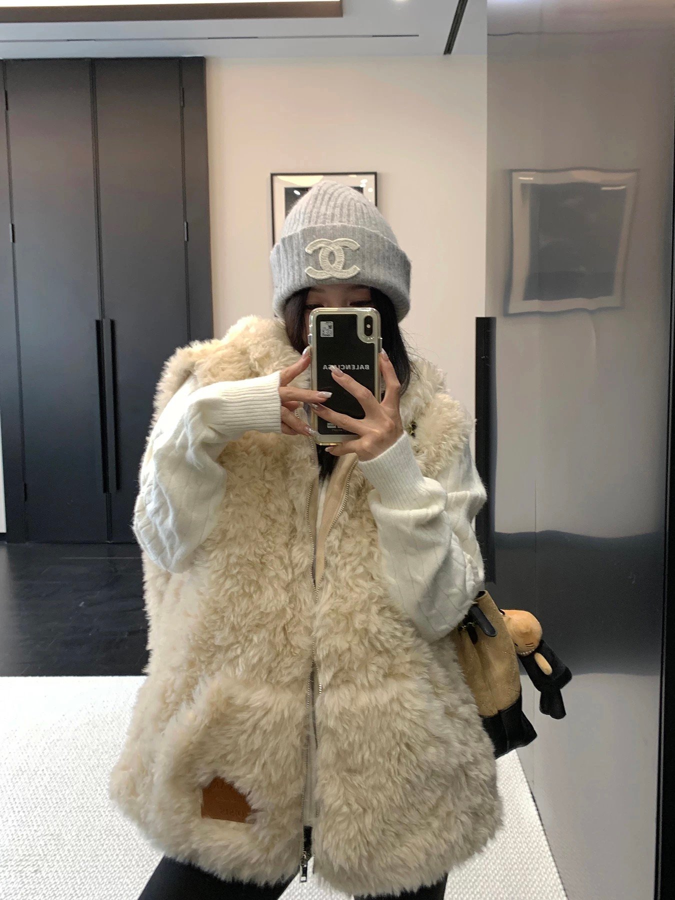 軟糯毛毛絨感背心外套