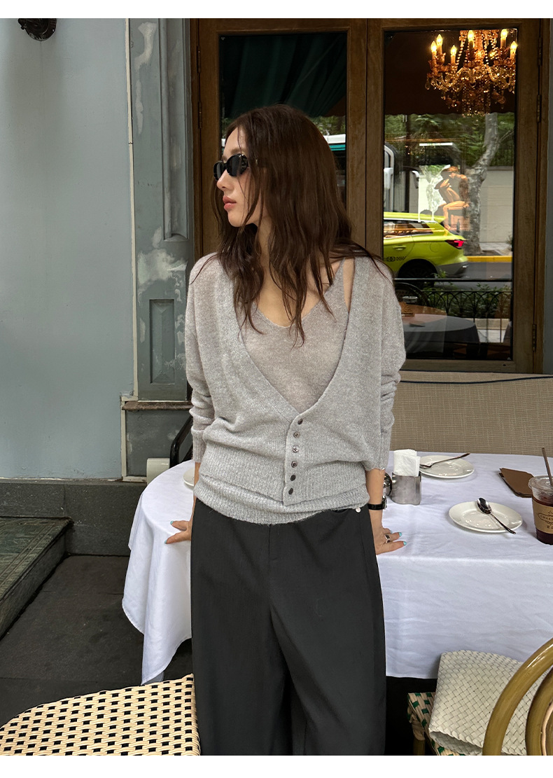 羊駝毛小吊帶+毛衣兩件套