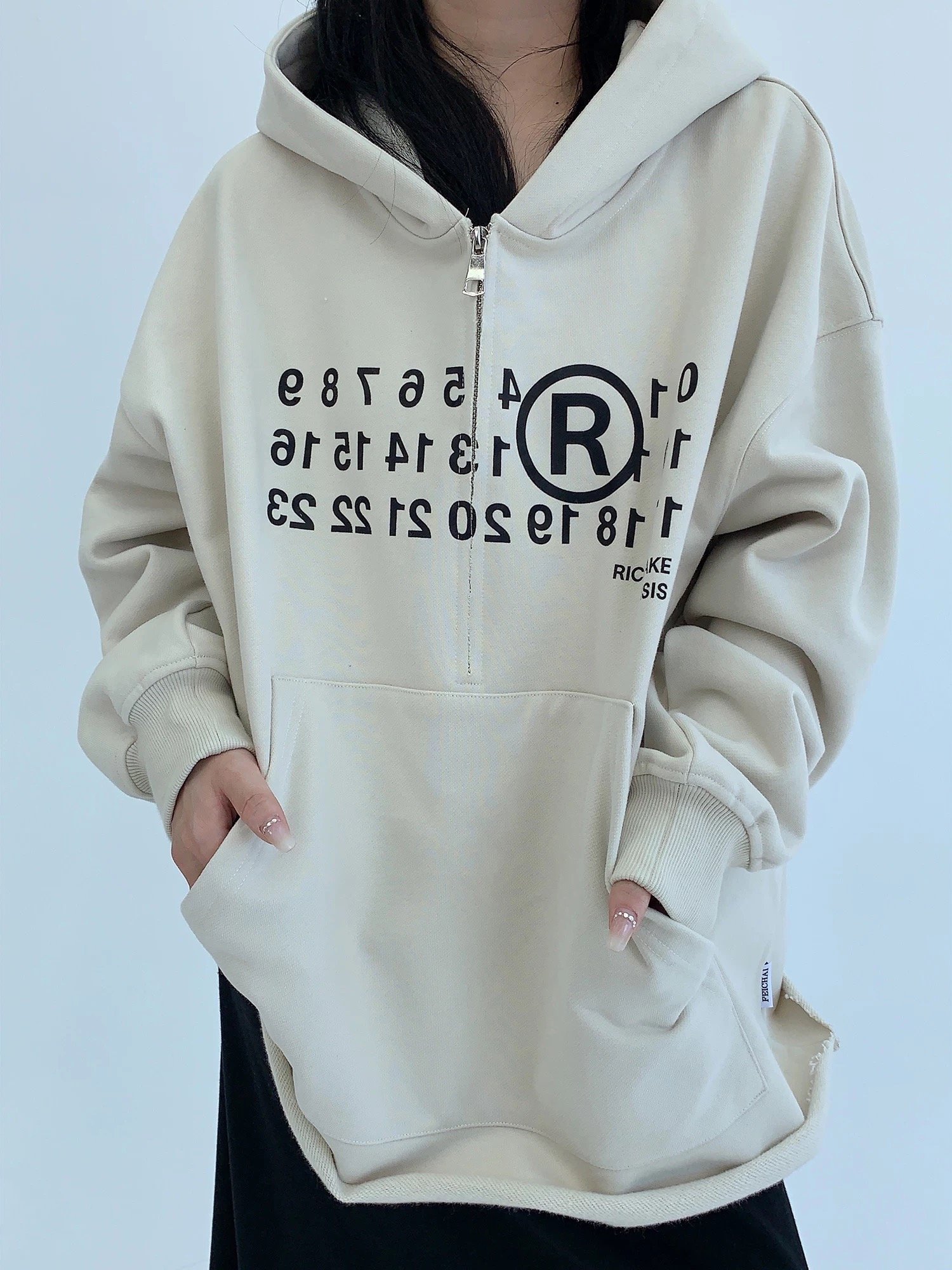 半拉鍊加厚連帽衛衣