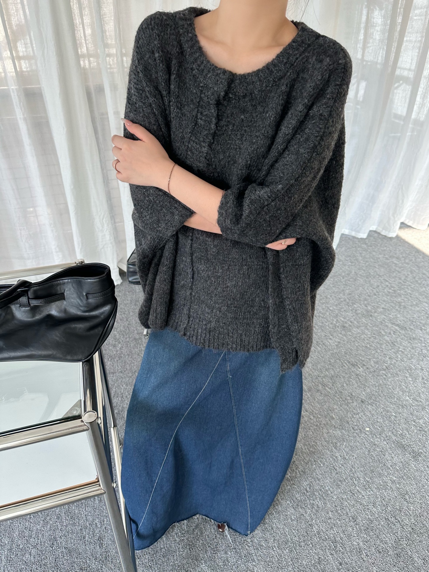 復古氛圍羊毛斗篷式圓領