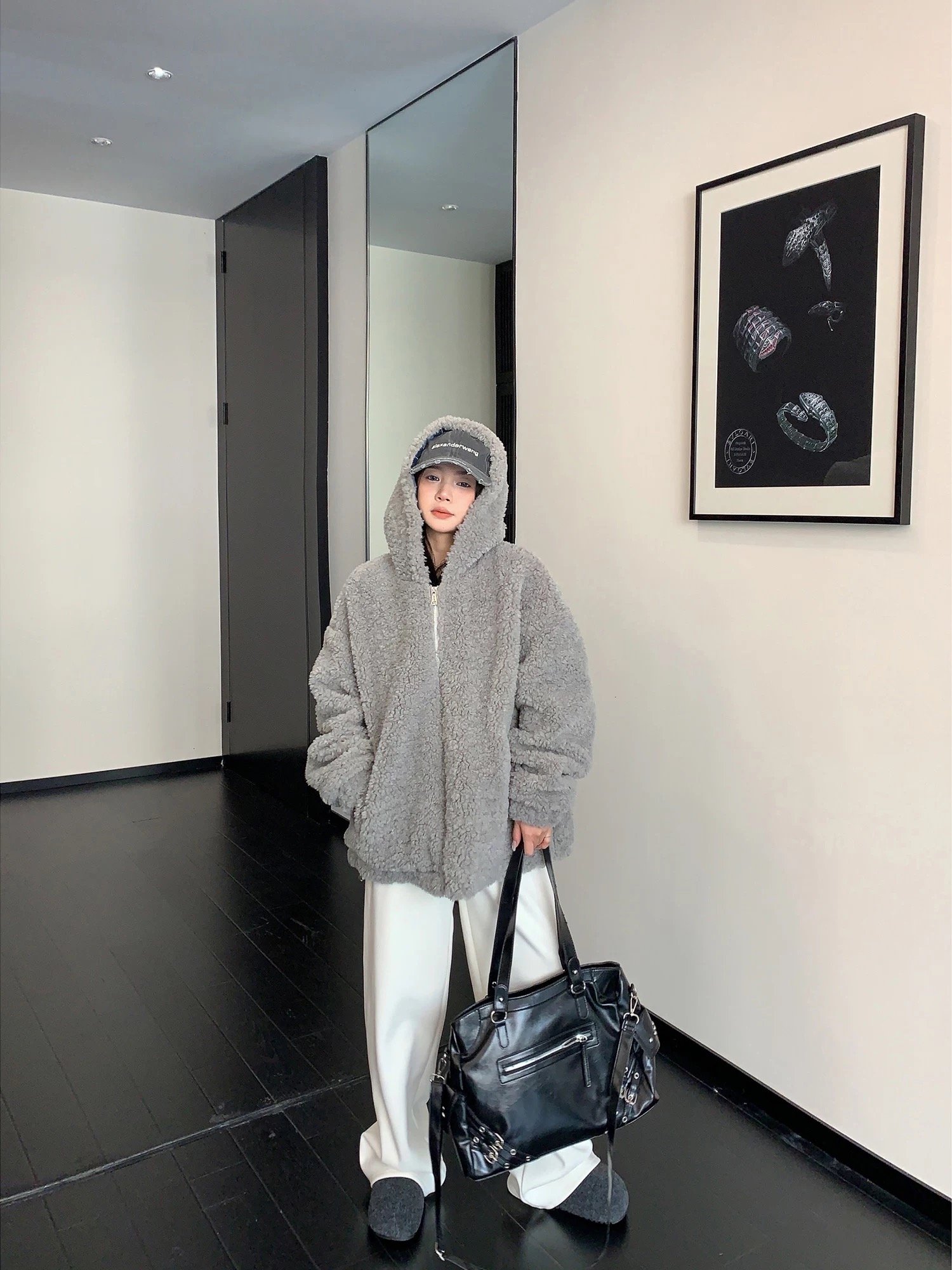 羊羔毛連帽外套