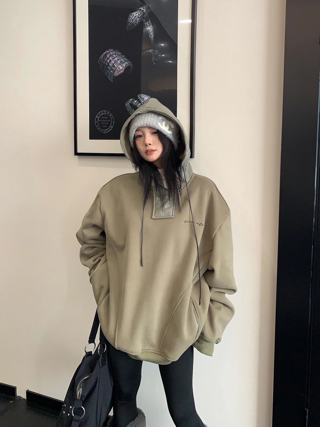 加絨連帽衛衣加厚寬鬆帽外套