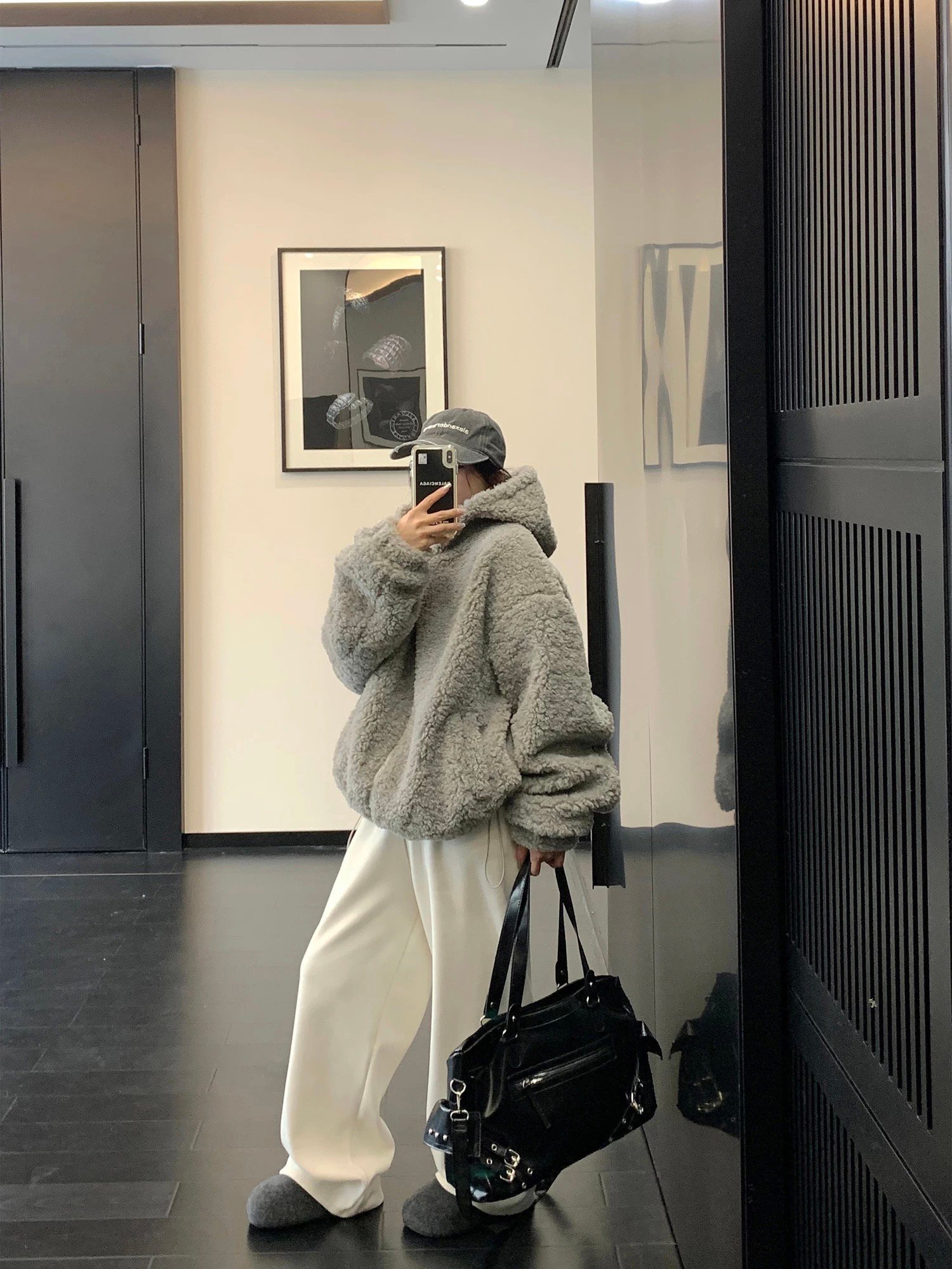 羊羔毛連帽外套