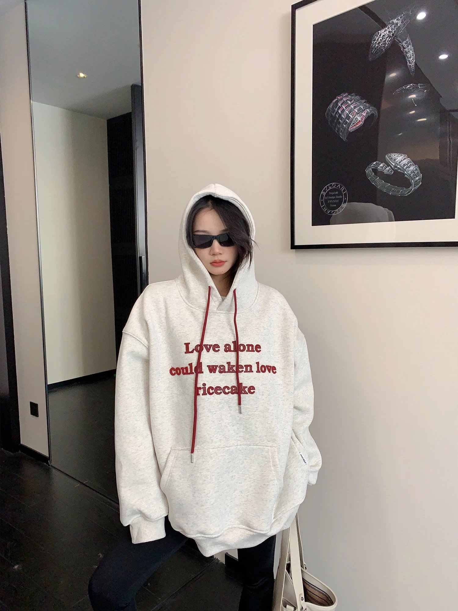 美式加絨oversize寬鬆上衣