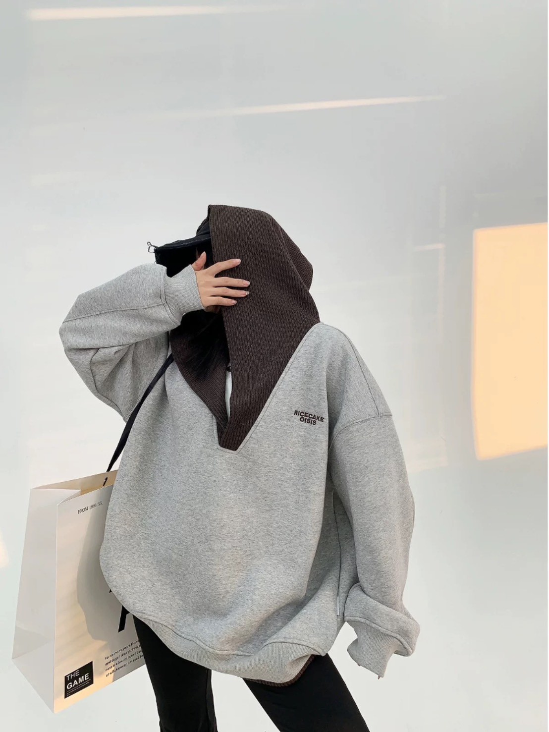 V領連帽衛衣oversize加絨