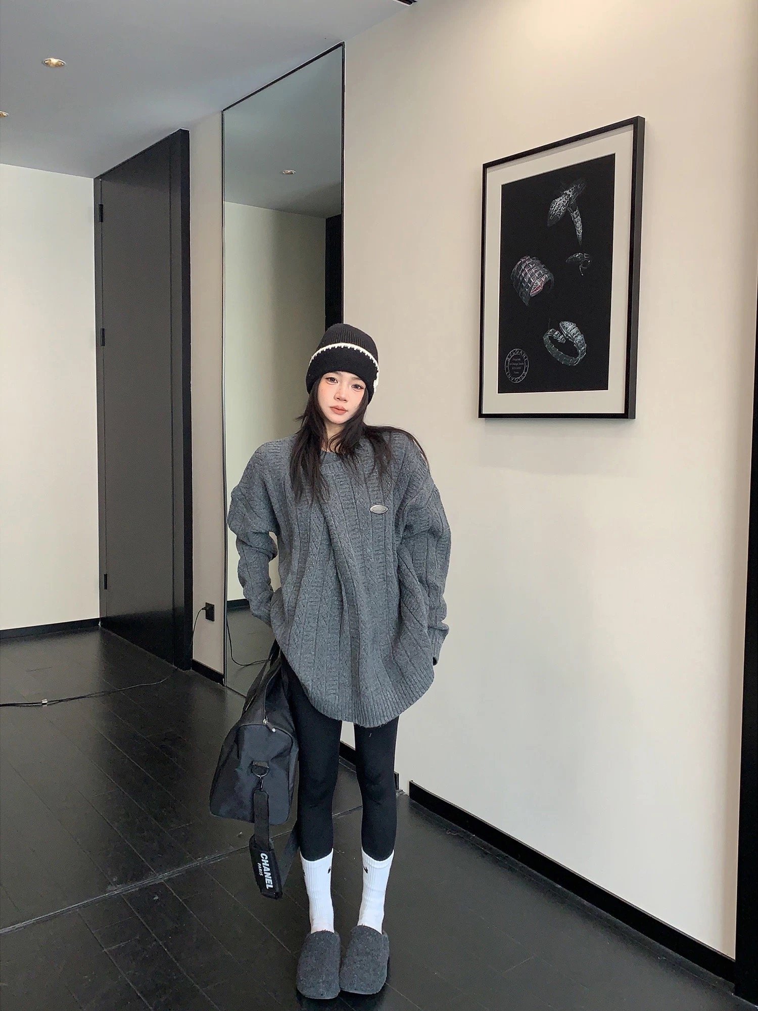 冬季復古鬆弛針織厚上衣