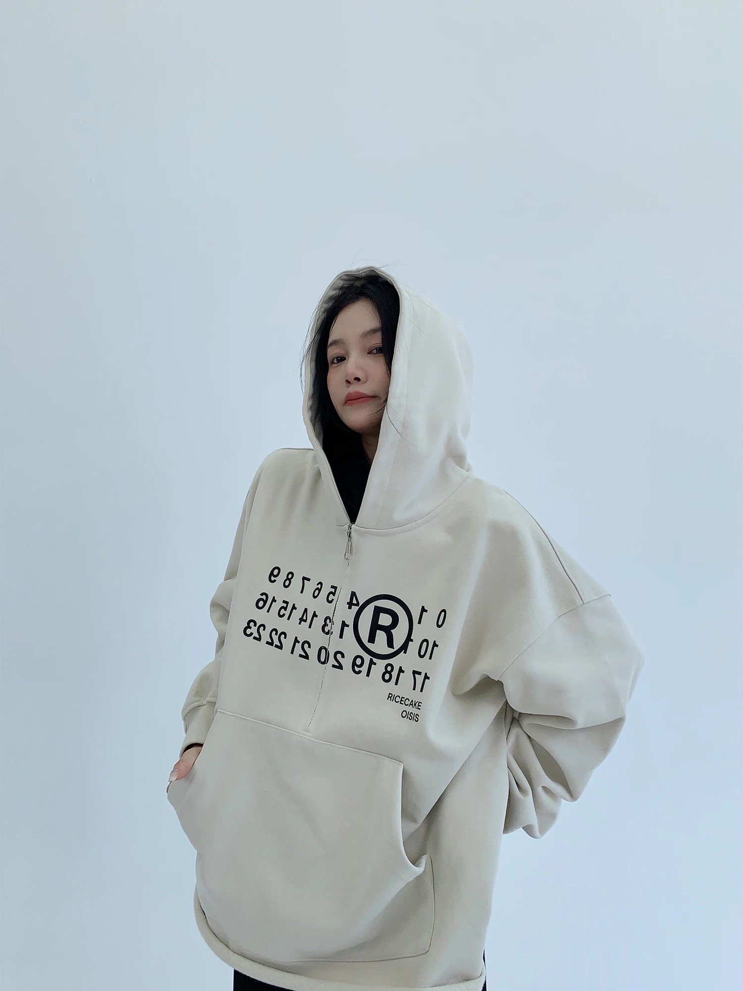 半拉鍊加厚連帽衛衣