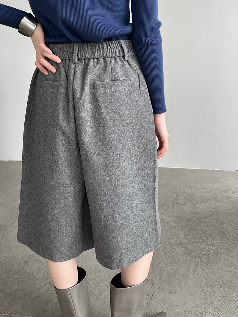 高級羊毛闊腿顯瘦休閒五分褲