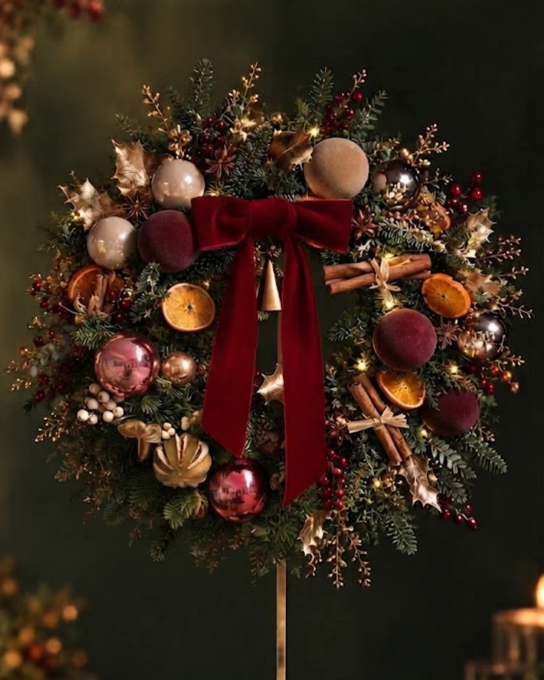 Christmas Wreath 聖誕紅奢絨花圈