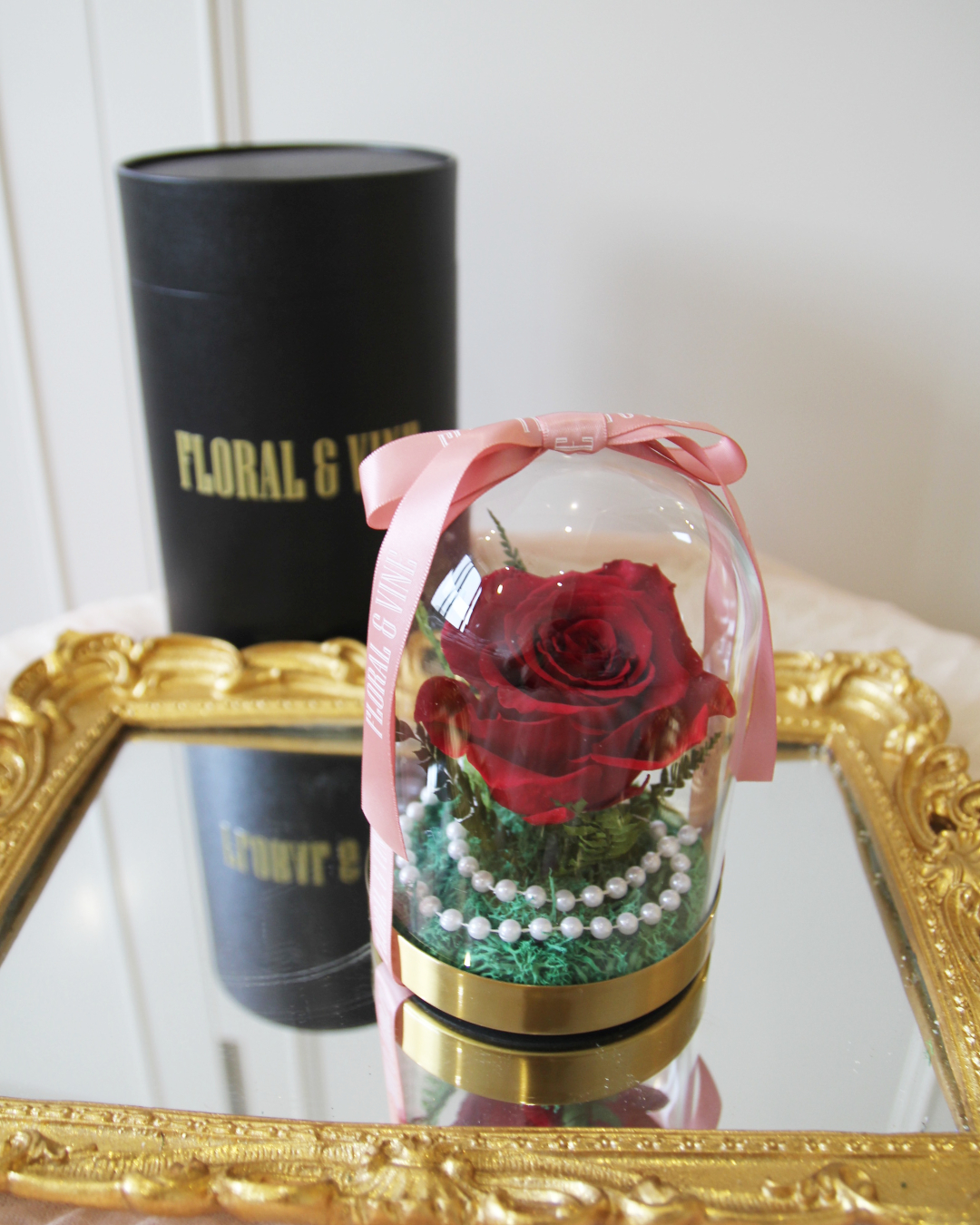 Princess Belle 貝拉公主永恆玫瑰玻璃盅 (時尚紅)