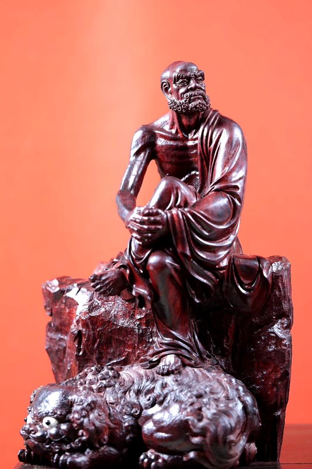 印度小葉紫檀 名家手作【笑獅羅漢】