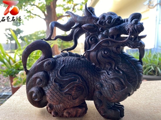 印度小葉紫檀雞血紅泥料【鎮宅招財降瑞-麒麟】