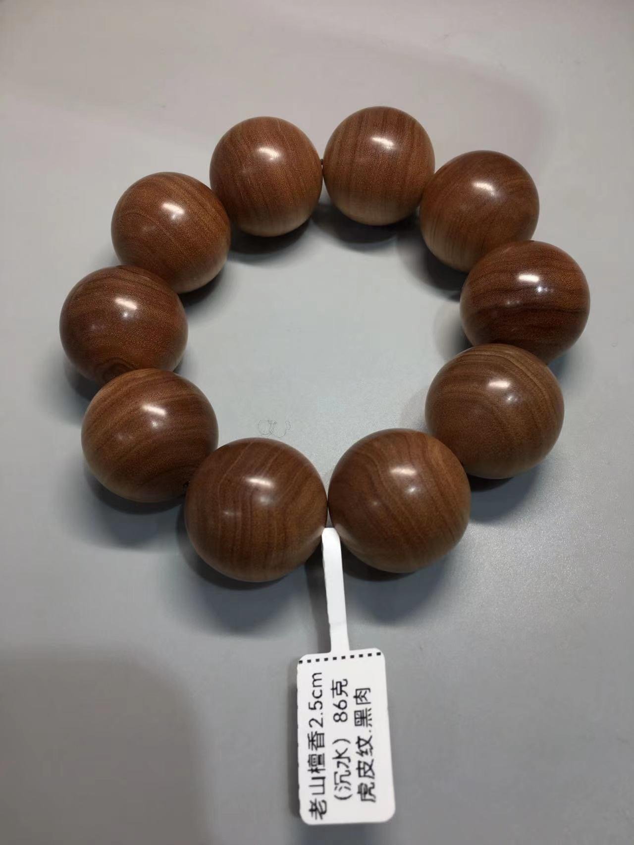 限量4條 印度老山檀香邁索爾正區虎皮紋黑油沉水 25mm手珠