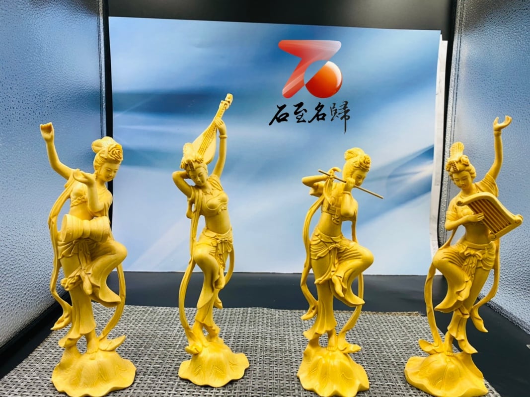 大葉黃楊木【飛天四音】中式古典雅件