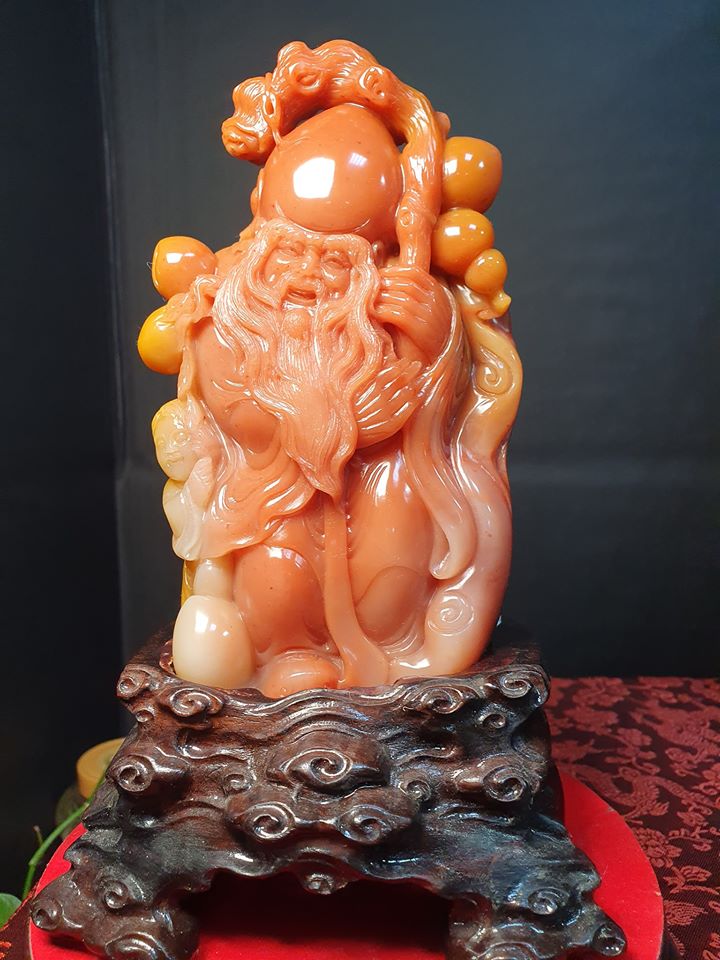 壽山桃花芙蓉凍石【南極仙翁】