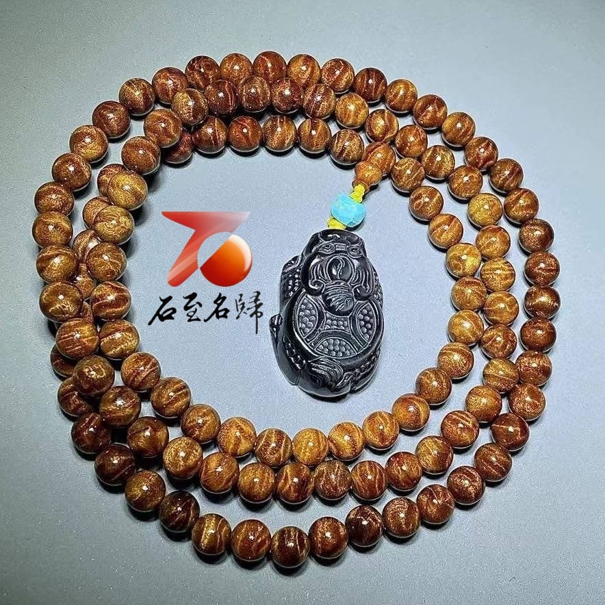 金絲楠木小葉楨楠 精選龍膽瘤疤手串【龍膽貔貅・納福聚財】