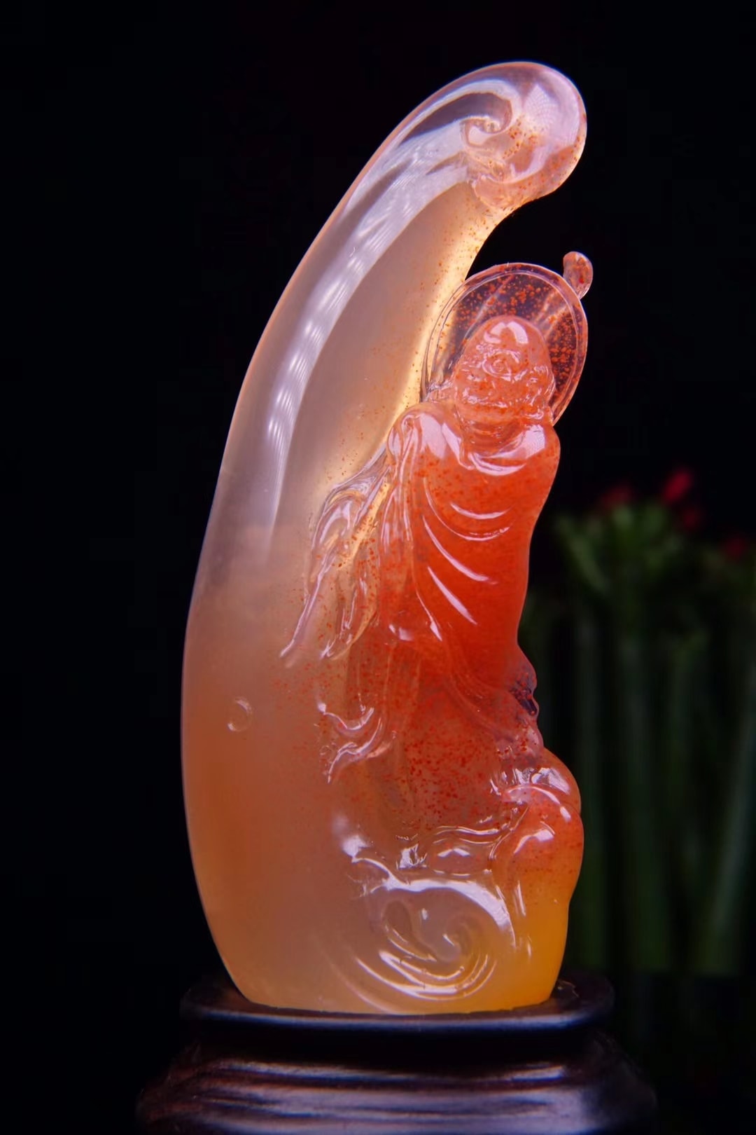 收藏級!極品水洞桃花擺件【菩提達摩】