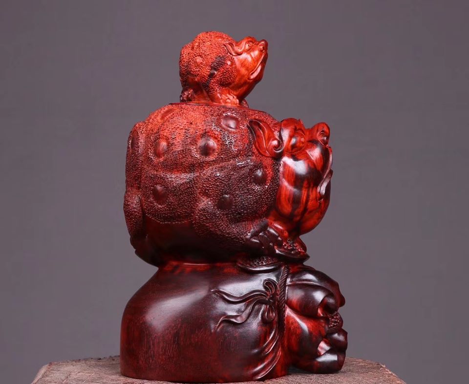 印度小葉紫檀【金蟾茶葉罐】