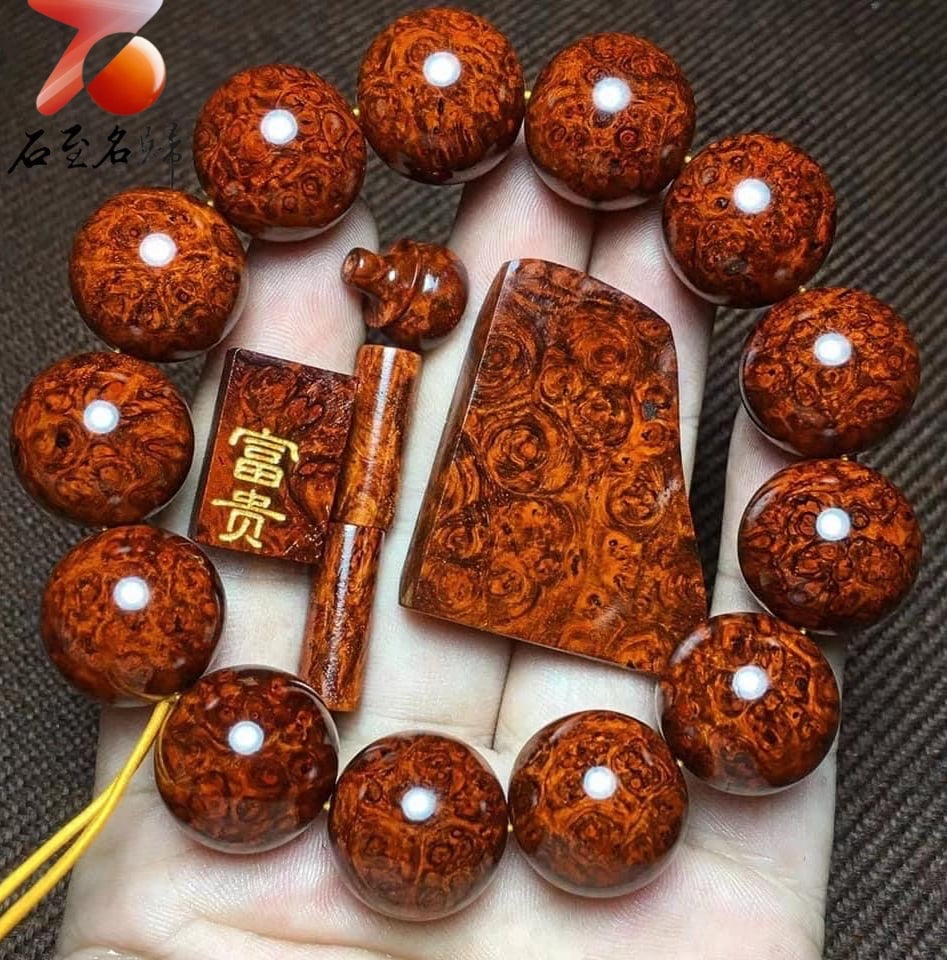 印度小葉紫檀 超爆滿瘤疤18mm手珠【富貴】