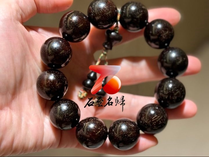 正宗印度小葉紫檀收藏級爆滿金星20mm手珠 附精美收藏禮盒+盤玩袋+盤玩手套