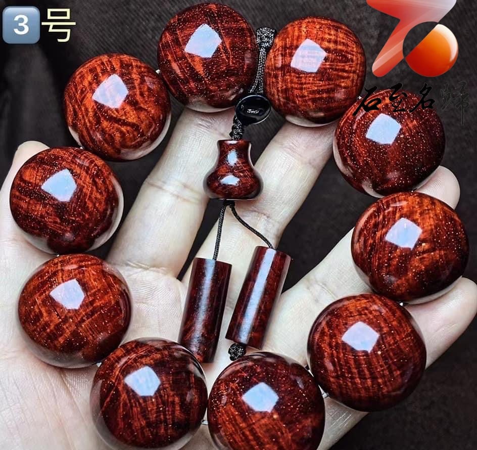 印度小葉紫檀25mm手珠 老料黃金底 爆滿水波精品