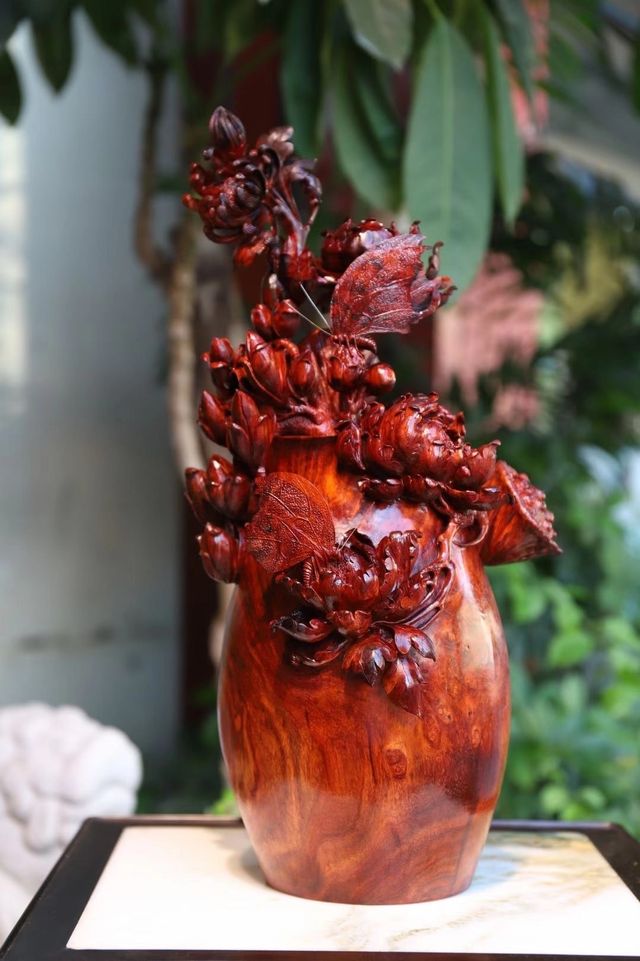 印度小葉紫檀製【花瓶】