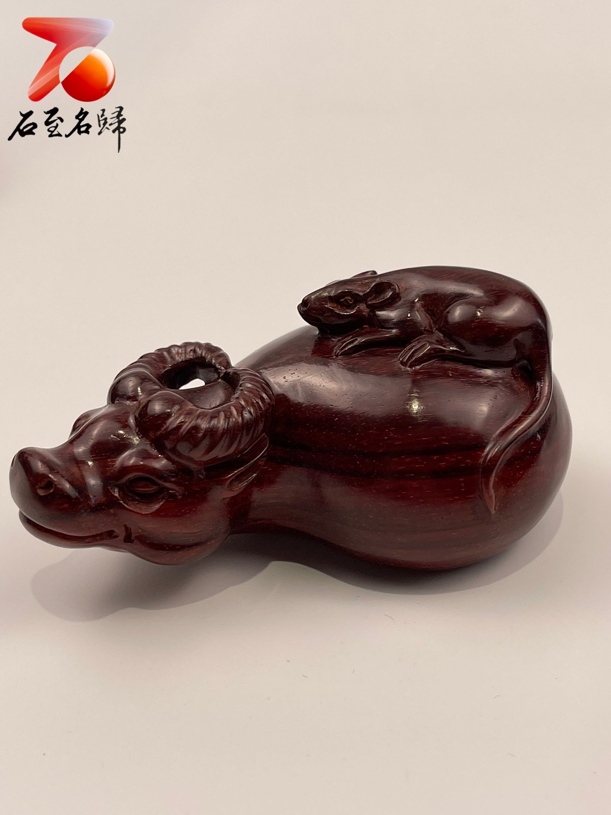 印度小葉紫檀高油密材質 湘工工藝精品手把件【鼠你牛】