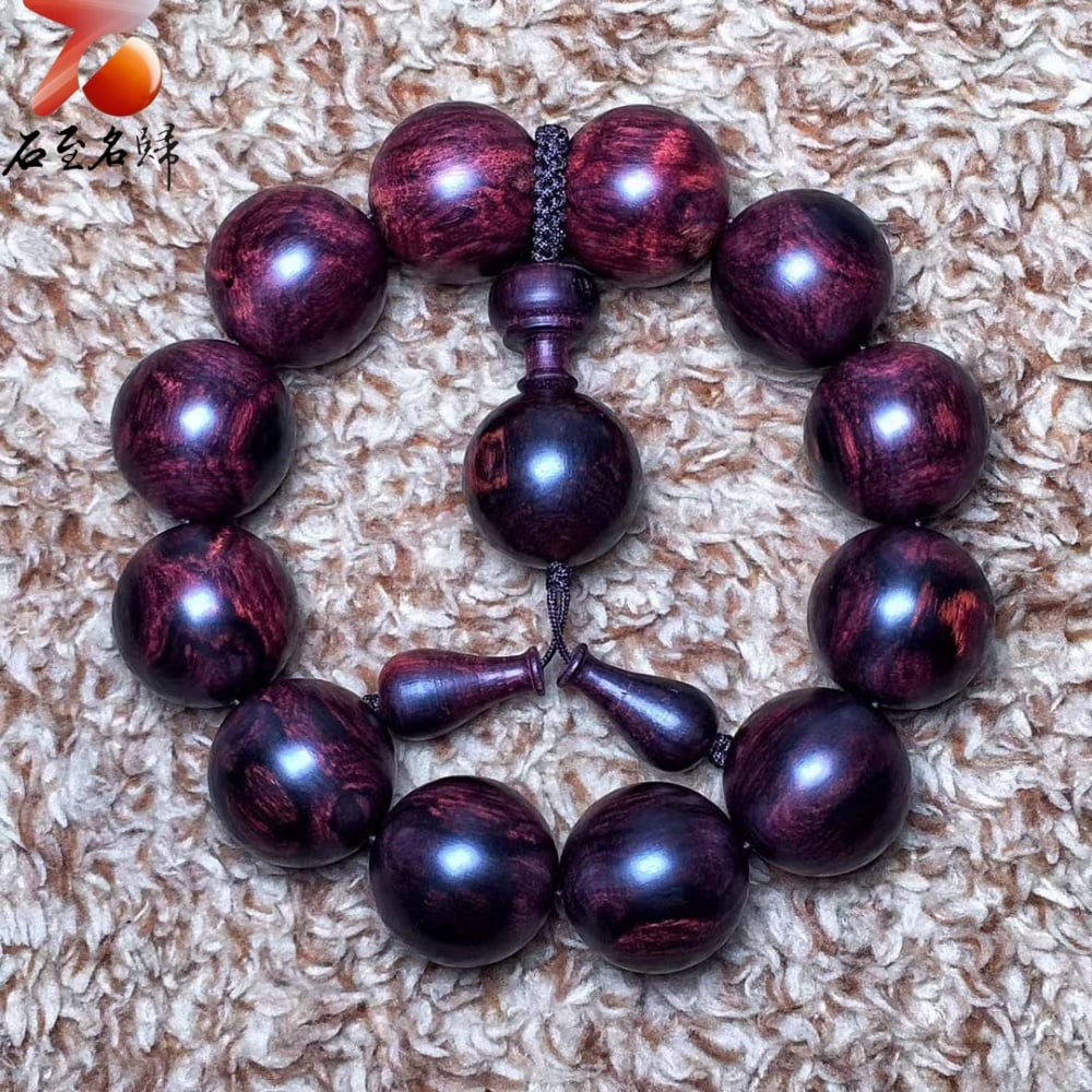 海南黃花梨紫油梨老料 X紋對眼鬼臉20mm手珠  重量51.7克