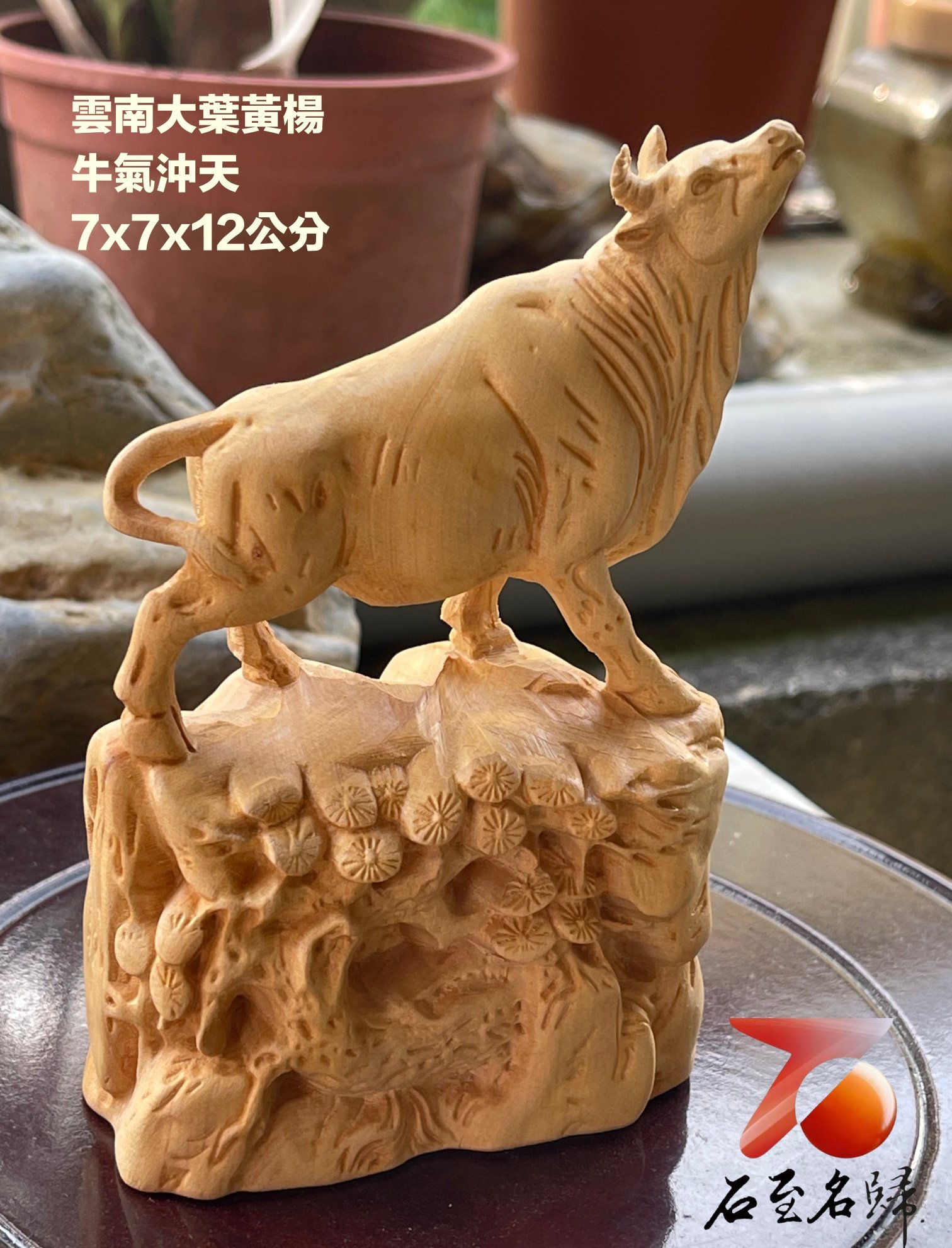 雲南大葉黃楊木精雕作品【滿福金牛】