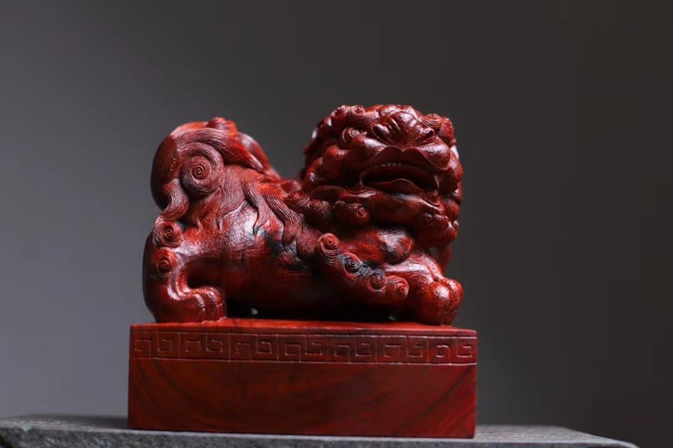 印度小葉紫檀大方印【瑞獅納吉】