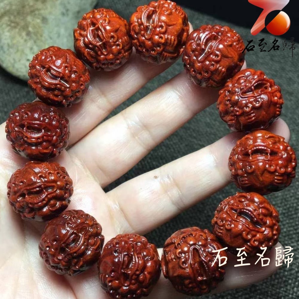 印度小葉紫檀二膘老料【招財貔貅20mm手珠】