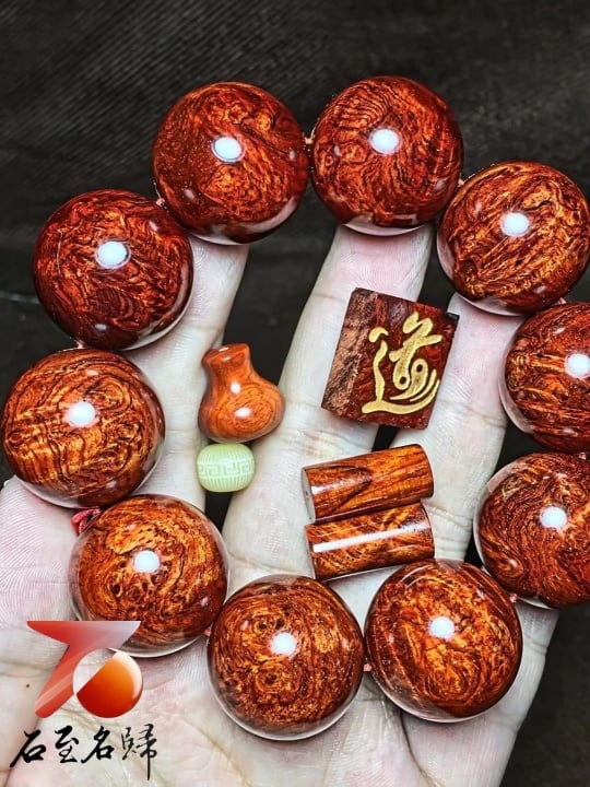 印度小葉紫檀25mm×10顆 瘤疤+多金星【道】