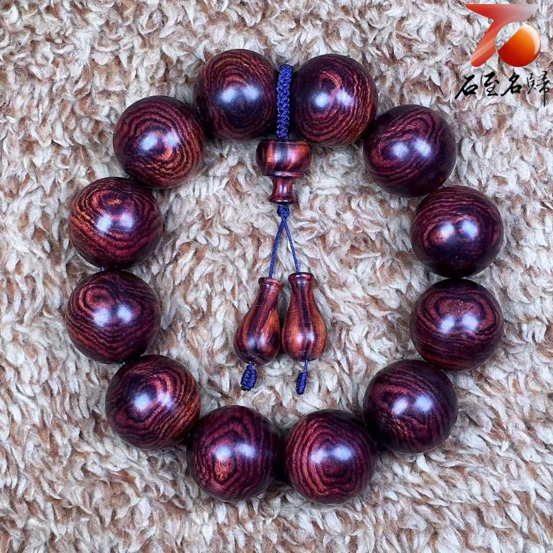海南黃花梨  蜘蛛紋老料20mm手珠 重量37.4公克