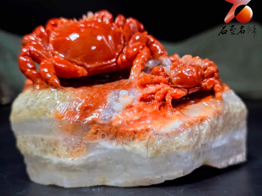 老撾石手工精雕 張國民老師作品【家和萬事興，八方來財】