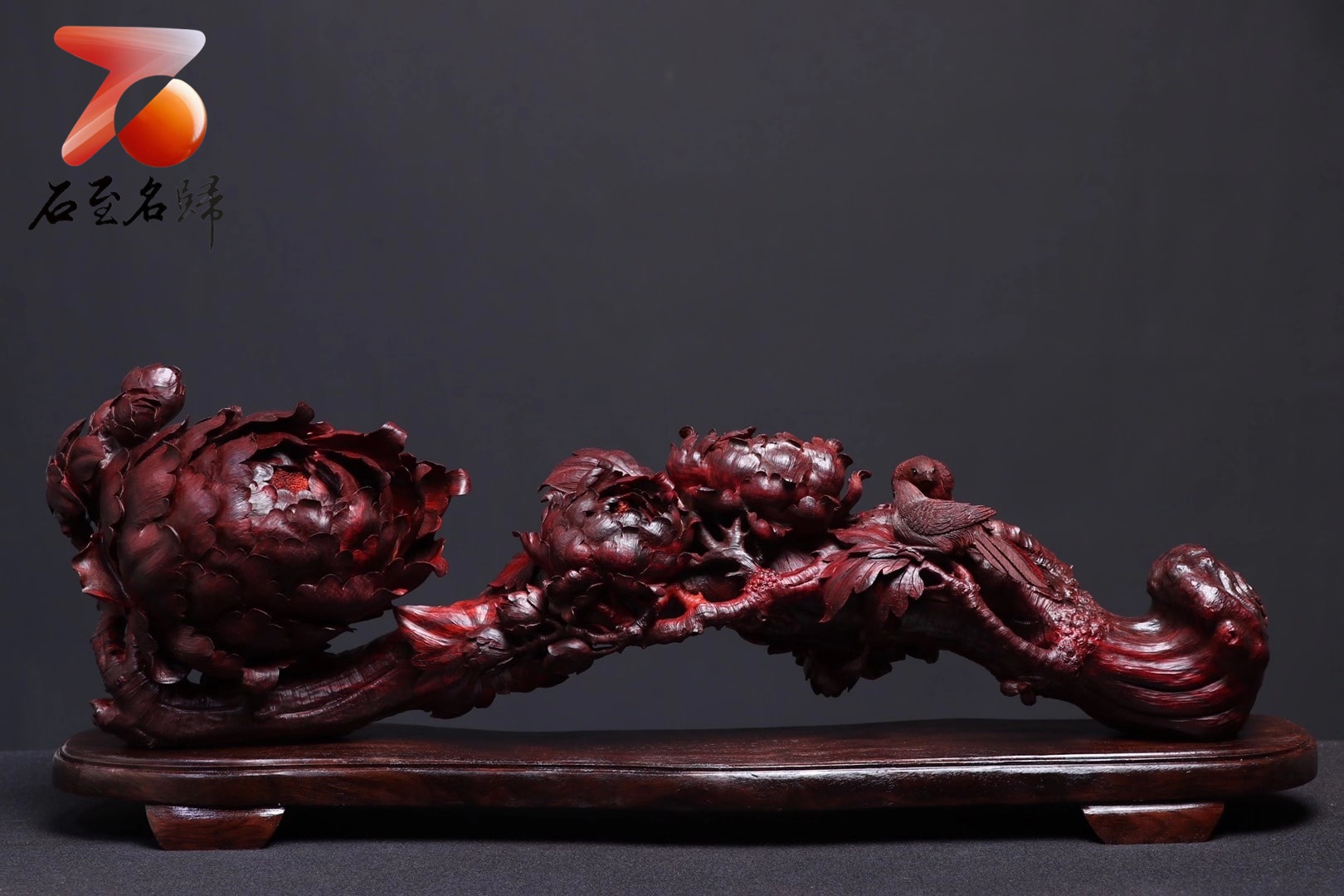 印度小葉紫檀整木鏤空製作【如意-花開富貴】