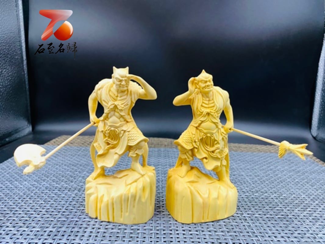 黃楊木精雕作品【千里眼與順風耳套組】