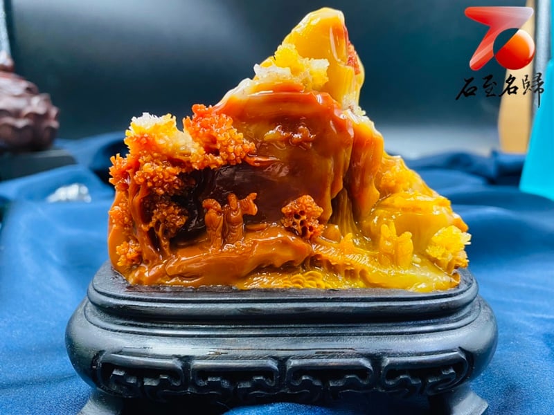 老撾北部田黃石雕件 老師傅手工雕【深山雅聚】 附精美收藏禮盒